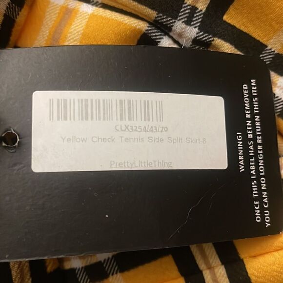 Chic NWT Pleated Yellow Check Tennis Side Split Skirt by PrettyLittleThing - Picture 6 of 6